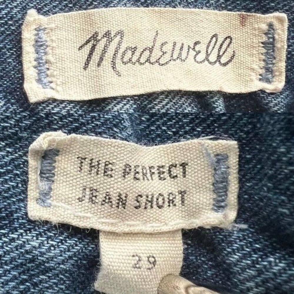 Madewell The Perfect Vintage Jean Shorts High Waist Light Wash Denim Cut Raw Hem - Picture 9 of 10